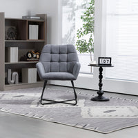 Modern Velvet Desk Chair Swirl Office Chair With Adjustable Foot Nails,Comfy Computer Task Chair Metal Legs Upholstered Accent Arm Chair For Living Room Bedroom Small Spaces Home Office,Grey Grey Foam Velvet