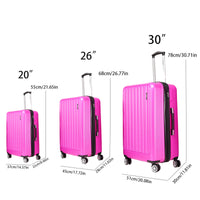 Three Piece Luggage 20 Inches 26 Inches 30 Inches , 360 Degree Rotating Four Wheel Luggage, Abs Material, Suitable For Travel Luggage And Suitcases Purple Abs