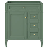 30'' Bathroom Vanity Without Top Sink, Modern Bathroom Storage Cabinet With 2 Drawers And A Tip Out Drawer Not Include Basin 3 Green 1 Adjustable Hinges Bathroom Freestanding Solid Wood Mdf Painted