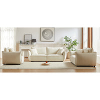 3 Seater 3 Seater 1 Seater Combo Sofa Modern Living Room Sofa, Linen Fabric Sofa, Wooden Frame With 5 Pillows, Apartment Sofa Furniture Beige Chenille Wood Primary Living Space Pine Foam Fabric 7 Seat