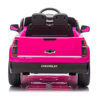 24V Kids Ride On Car W Parents Control,Licensed Chevrolet Silverado,Four Wheel Suspension,Led Lights,Bluetooth,Music,Usb,Mp3,Power Display,Speeds 2.49 3.73Mph For Kids Aged 2 5. Pink 50 99 Lbs