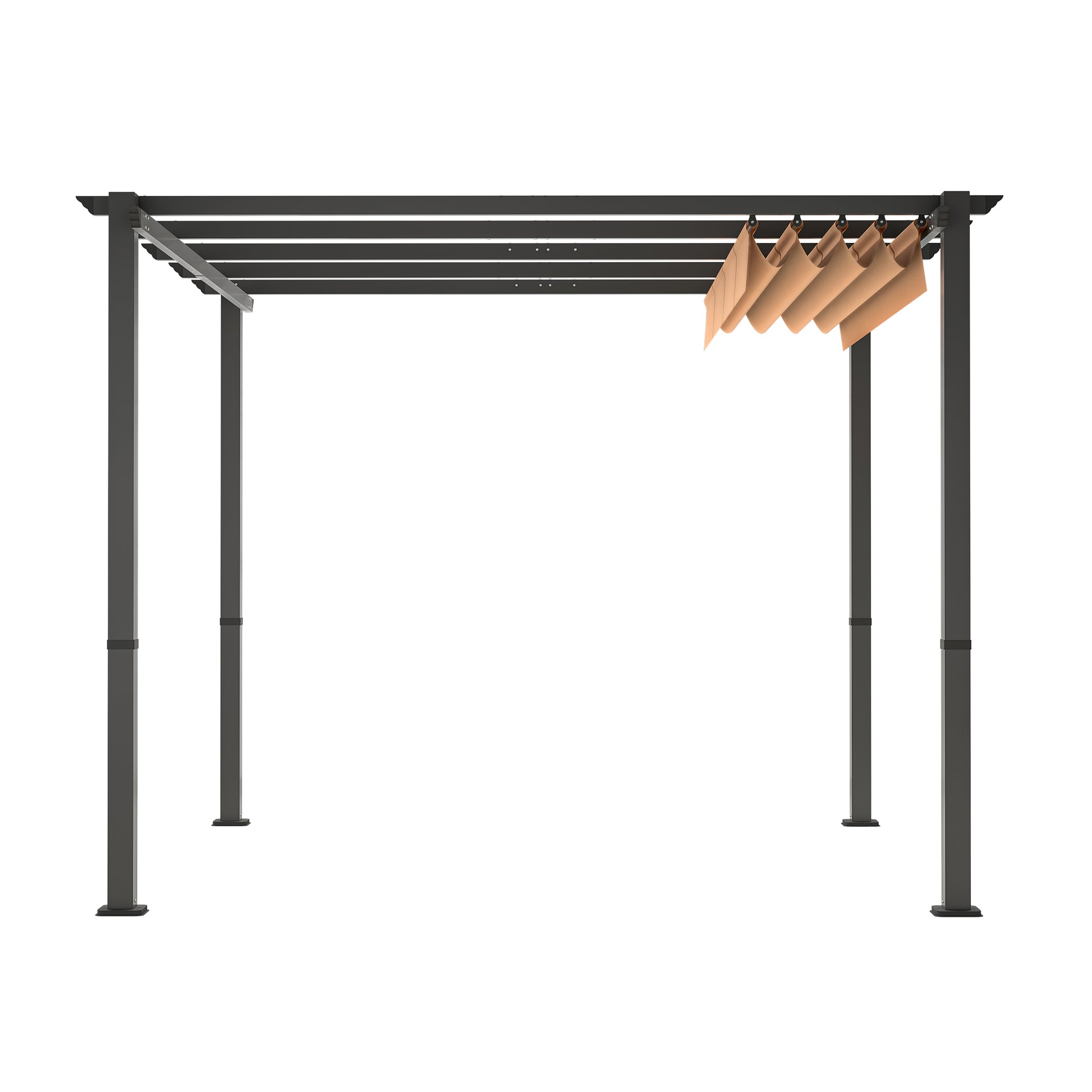 10' X 10' Aluminum Patio Pergola With Retractable Pergola Canopy, Backyard Shade Shelter For Porch, Outdoor Party, Garden, Grill Gazebo, Khaki Khaki Aluminium