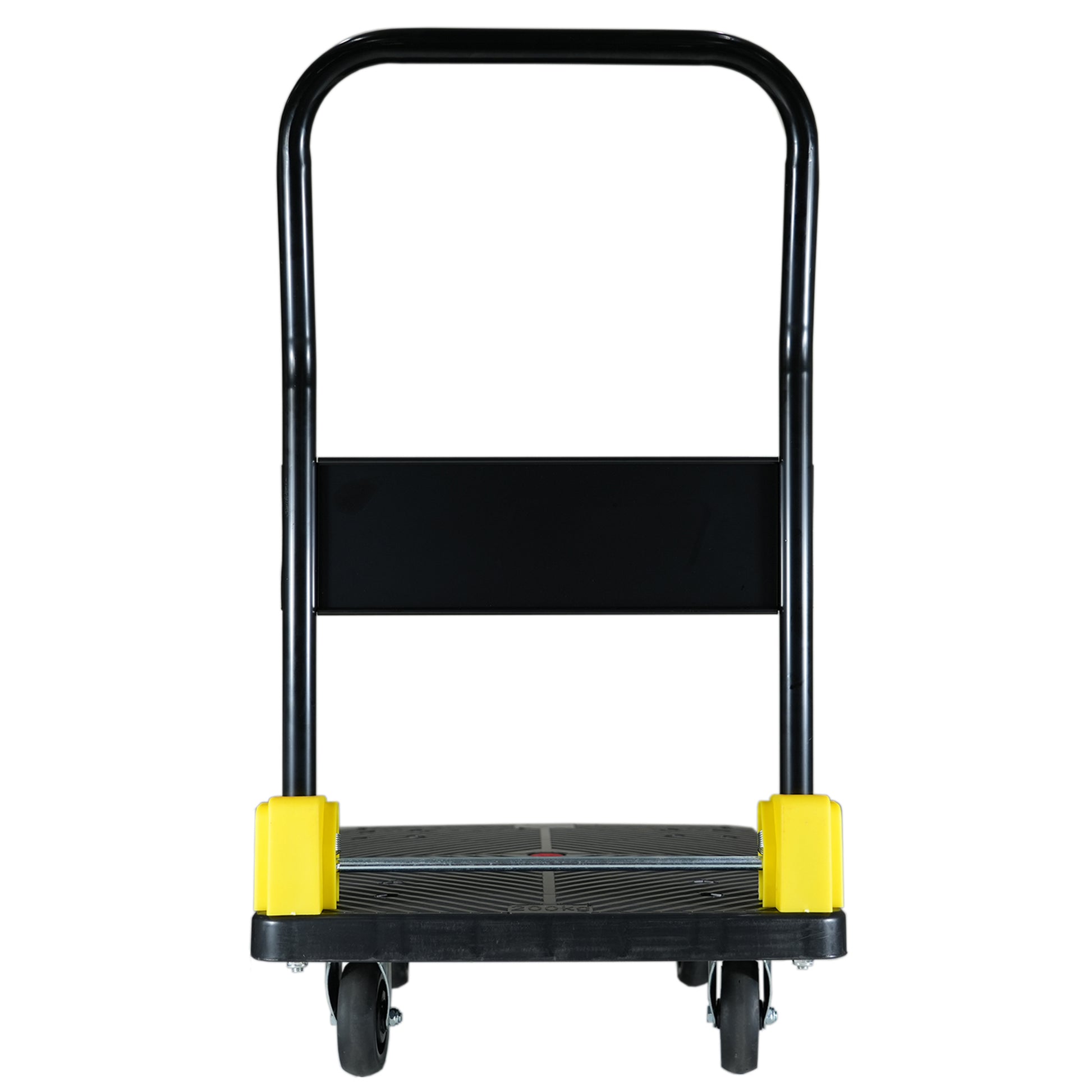 Foldable Platform Push Hand Truck Cart, 880 Lbs. Weight Capacity, 2 Swivel Brake Wheels Black Metal