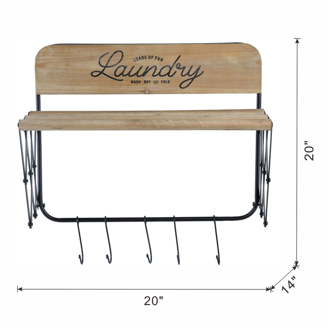 20X14X20" Laundry Rack With Accordion Design, Brown And Black Black Brown Iron