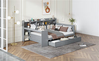 Full Size Wooden Daybed With 3 Drawers, Usb Ports And Deskgray Twin Gray Wood