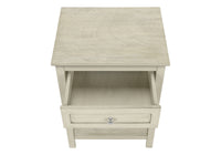 Accent Table, End, Side Table, 2 Tier, Bedroom, Nightstand, Lamp, Storage Drawer, Antique White Veneer, Transitional White Mdf
