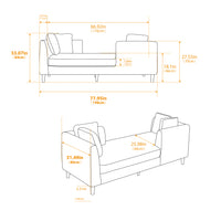 77.95'' Wide Modern Double Sided Upholstered Chaise Lounge Indoor,Chenille Fabric Sleeper Sofa Couch With 4 Throw Pillows, Daybed With Rubberwood Legs For Living Room, Bedroom, Apartment,Green Green