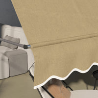Outsunny Manual Retractable Awning, 118" Non Screw Freestanding Patio Sun Shade Shelter With Support Pole Stand And Uv Resistant Fabric, For Window, Door, Porch, Deck, Beige Beige Aluminum