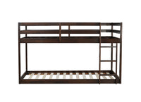 Solid Woodensolid Rubber Wooden Twin Over Twin Loft Bed With Ladder ,Upper And Bottom Bed Platforms Crafted With Strengthened Slats,Espresso Twin Espresso Rubber Wood