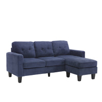 Velvet Sectional Couchl Shaped Sofa With Ottoman For Small Apartment Navy Velvet 3 Seat