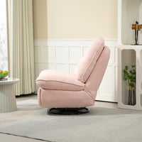 360 Swivel Recliner Adjustable Chair Chenille Glider Swivel Reclining Sofa Chair With Black Metal Round Base Pink Pink Foam Upholstered