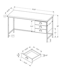 Computer Desk, Home Office, Laptop, Storage Drawers, 55"L, Work, Grey Laminate, Black Metal, Contemporary, Modern Grey Particle Board