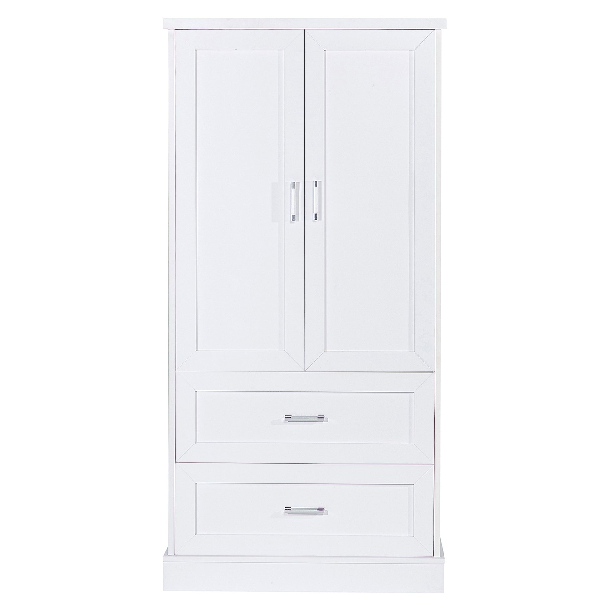 Tall Bathroom Storage Cabinet, Cabinet With Two Doors And Drawers, Adjustable Shelf, Mdf Board, White White Mdf