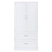 Tall Bathroom Storage Cabinet, Cabinet With Two Doors And Drawers, Adjustable Shelf, Mdf Board, White White Mdf