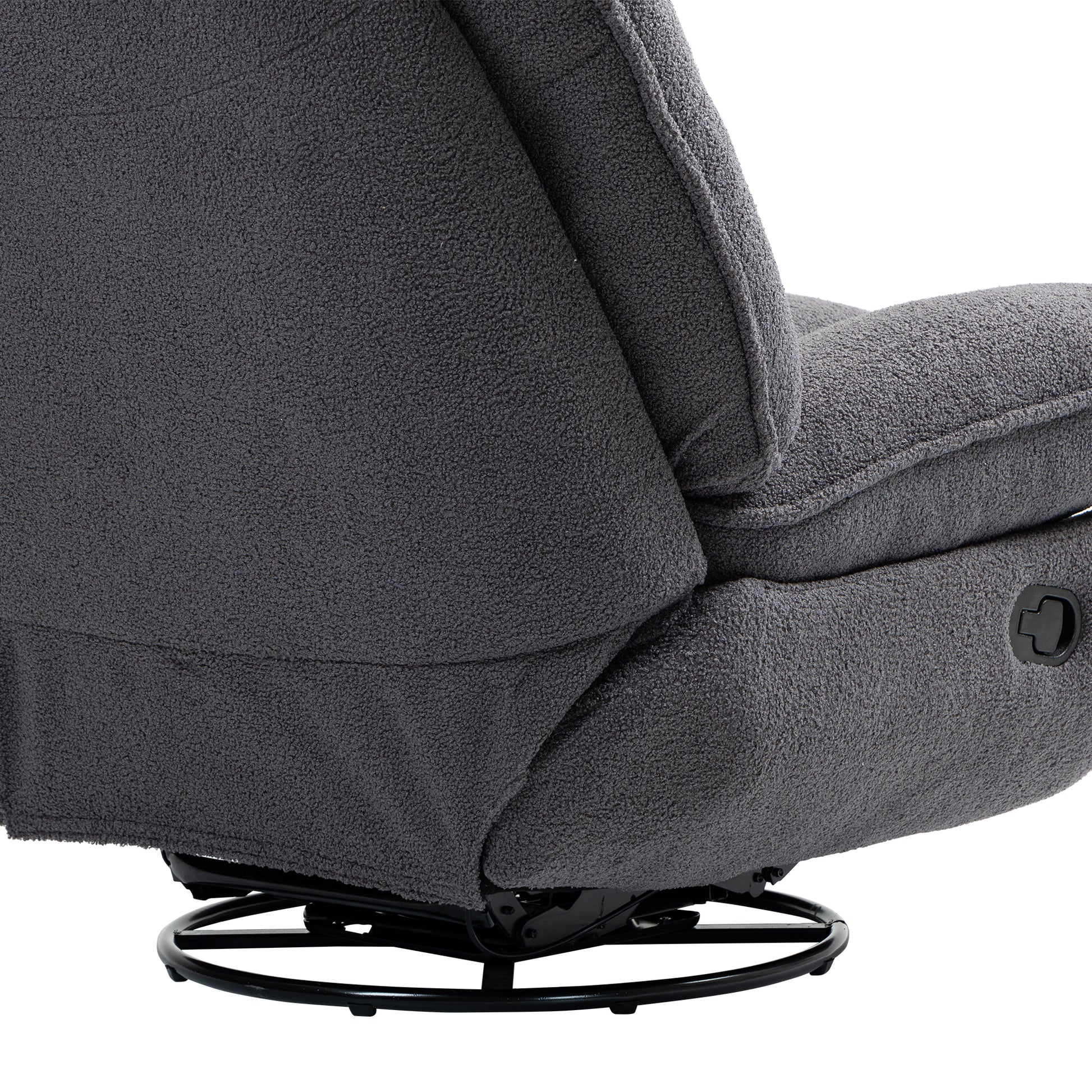 360 Swivel Recliner Adjustable Chair Chenille Glider Swivel Reclining Sofa Chair With Black Metal Round Base Gray Gray Foam Upholstered