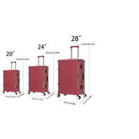 Luggage Sets Expandable Aluminum 20 24 28 Inch Three Model Set, Stylish Suitcase With Aluminum Frame Password Lock, Suitable For Travel Suitcases And Suitcases Red Contemporary Aluminum