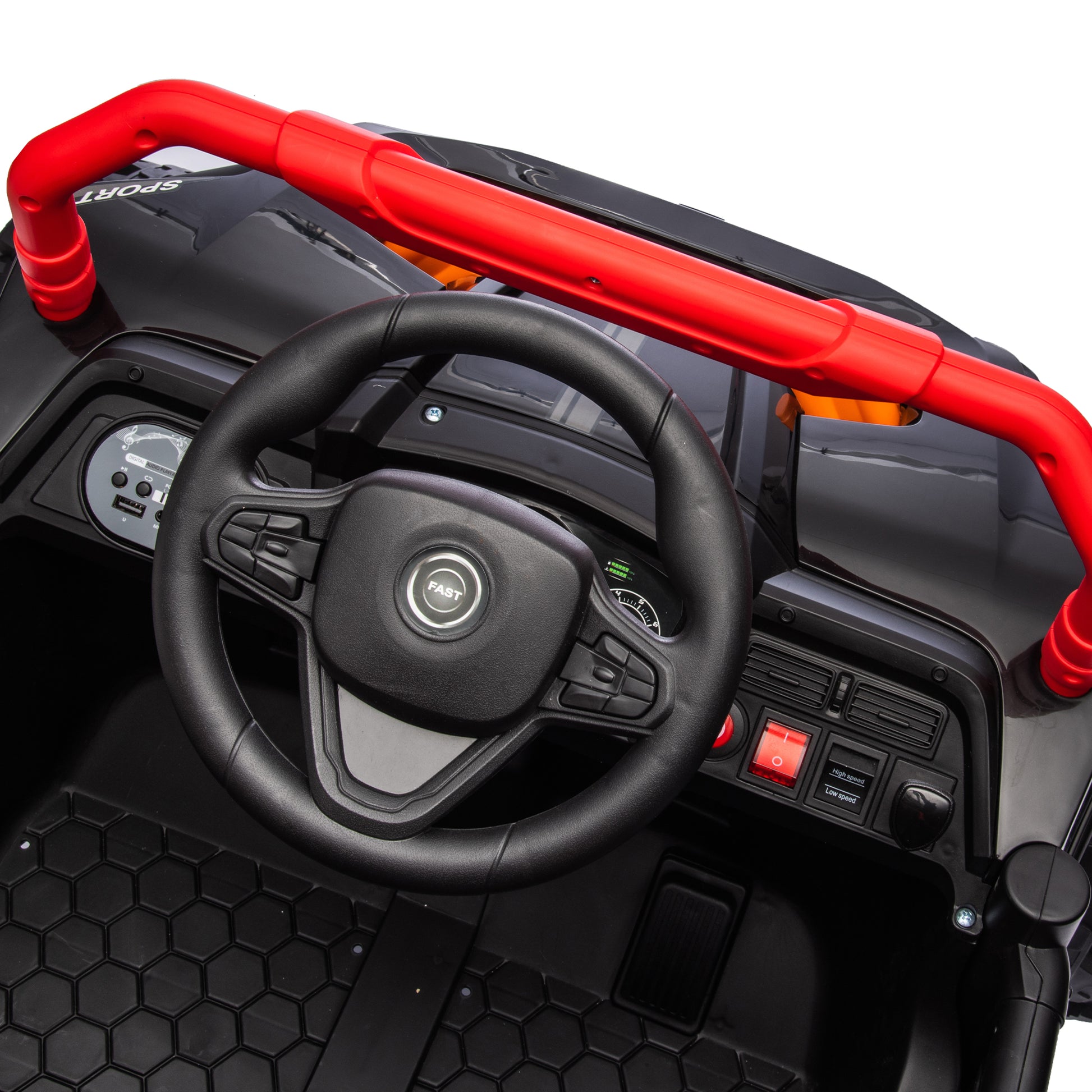24V Kids Ride On Utv,Electric Toy For Kids W Parents Remote Control,Four Wheel Suspension,Low Start,Adjustable Speed,Multimedia Player,Early Education,Bluetooth,Rear Storage Space For Kids Aged 3 . Red 50 99 Lbs Polypropylene