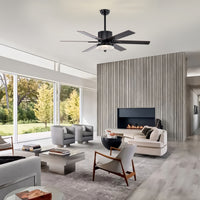 52 Inch Indoor Modern Led Ceiling Fan With Light And Remote Control, Reversible 6 Bladesreversible Motor Matte Black Matte Black Plywood Metal & Wood