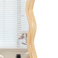 Solid Wood Wavy Square Mirror Natural Wood 36" X 36" Modern Mirror Wall Decor For Bathroom, Bedroom, Living Room, Dining Room, Cloakroom, Entryway Square Framed Natural Wood Living Room Large 33In 40In Glass Solid Wood