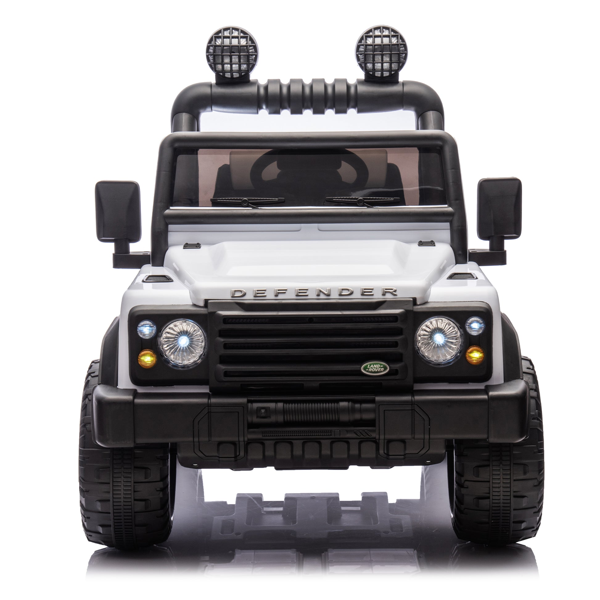 Licensed 2015 Land Rover Defender 90,24V Kids Ride On Xxl Car W Parents Control,2Wd,Four Wheel Suspension,Bluetooth,Mp3,Music,Power Display,Led Lights,Speeds 1.86 3.11Mph For Kids 3 7. White Polypropylene