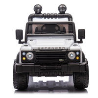 Licensed 2015 Land Rover Defender 90,24V Kids Ride On Xxl Car W Parents Control,2Wd,Four Wheel Suspension,Bluetooth,Mp3,Music,Power Display,Led Lights,Speeds 1.86 3.11Mph For Kids 3 7. White Polypropylene