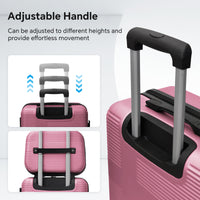 Luggage 4 Piece Set With Spinner Wheels, Hardshell Lightweight Suitcase With Tsa Lock,Checked Luggage,Pink 12 20 24 28In Pink Abs