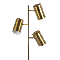 Harmony Brassed Gold Floor Lamp With Rotary Switch Triple Spots Metal Block Base Gold Table&Floor Lamps Brass,Metal