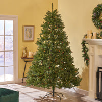 7' Dunhill Hinged Tree With 650 Multi Lights Ul,Dia:52 Green Pvc
