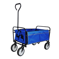 Folding Wagon Garden Shopping Beach Cart Blue Black Blue Marble Metal