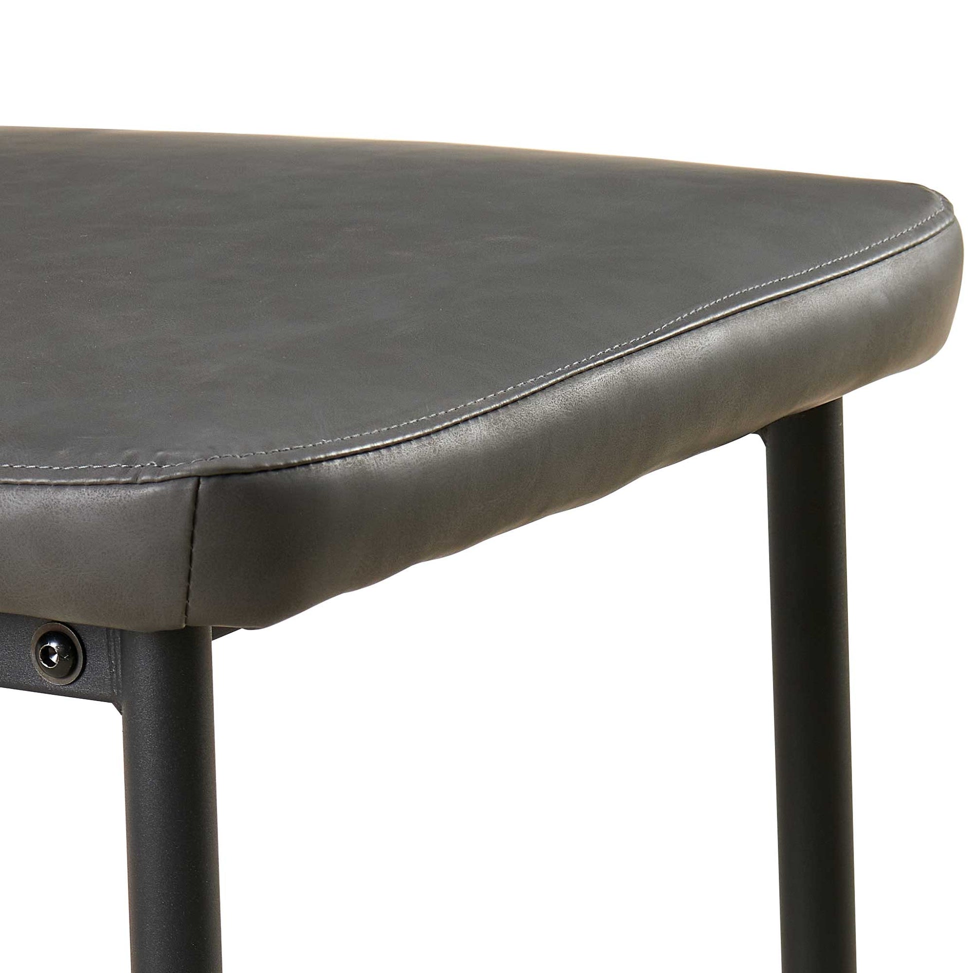 Dark Grey Pu Leather Dining Chairs Set Of 4 Faux Leather Dining Chairs Living Room Chair Modern Kitchen Armless Side Chair With Metal Legs Set Of 4 Metal Plaid Dark Gray Dining Room Powder Coated