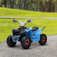 Aosom Kids Atv Quad Car, 6V Four Wheeler For Kids With Forward Backward Function, Wear Resistant Wheels For Toddlers Ages 18 36 Months, Blue Blue Plastic