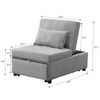 Folding Ottoman Sofa Bed Gray Grey Velvet