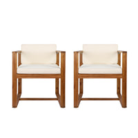 Patio Dining Chairs Set Of 2 Teak Beige Acacia Wood