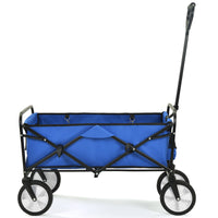 Folding Wagon Garden Shopping Beach Cart Blue Black Blue Marble Metal