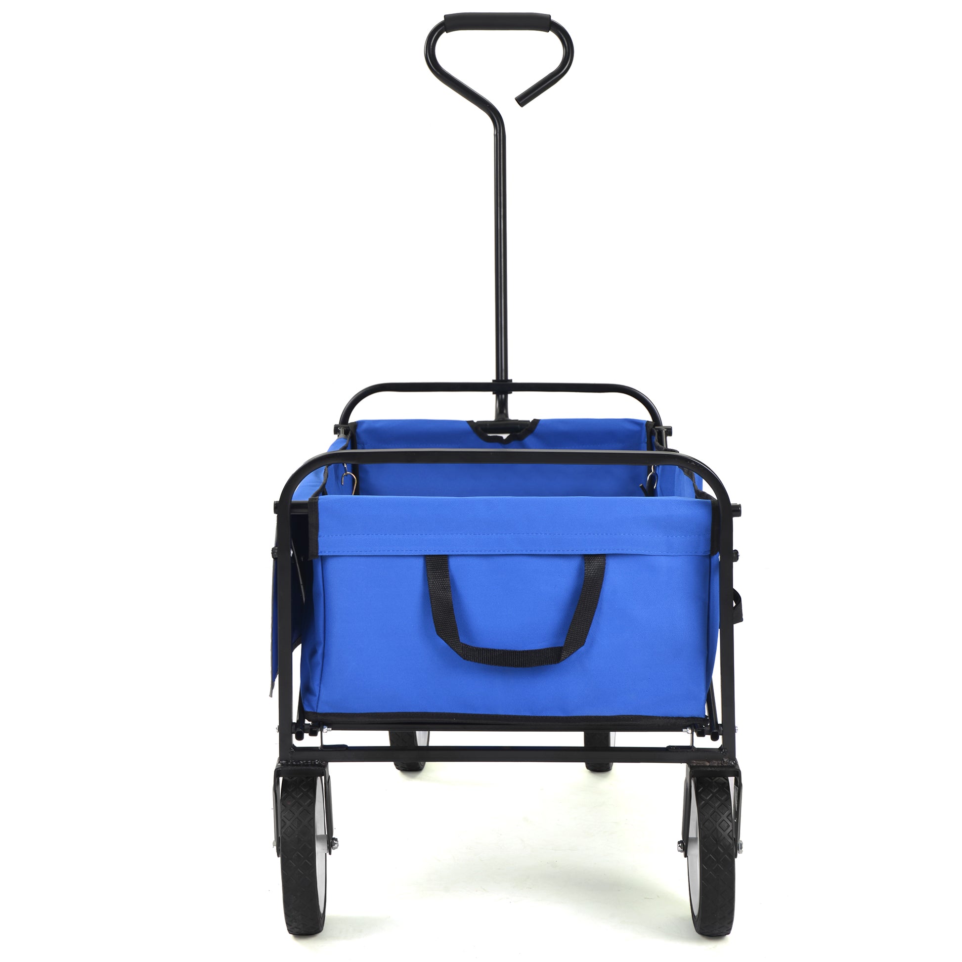 Folding Wagon Garden Shopping Beach Cart Blue Black Blue Marble Metal