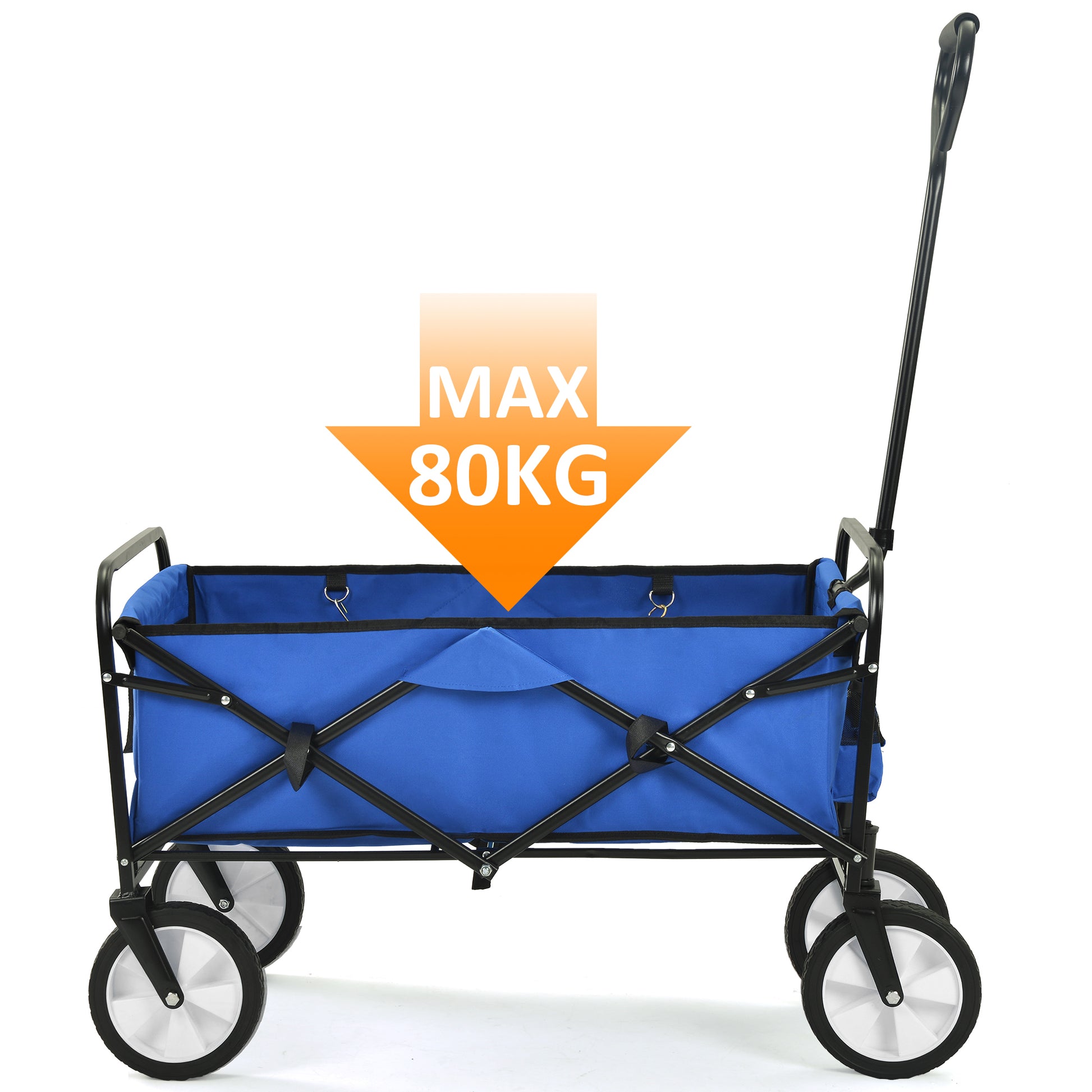 Folding Wagon Garden Shopping Beach Cart Blue Black Blue Marble Metal