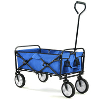 Folding Wagon Garden Shopping Beach Cart Blue Black Blue Marble Metal