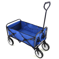 Folding Wagon Garden Shopping Beach Cart Blue Black Blue Marble Metal