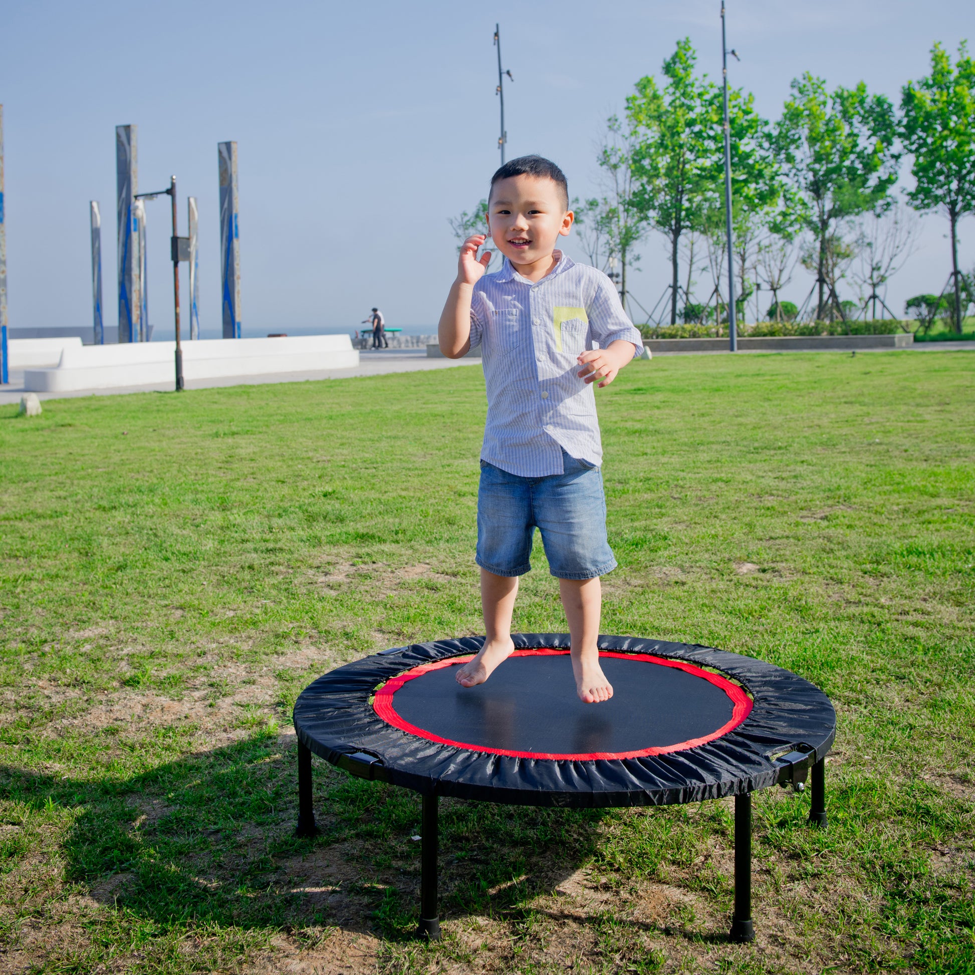 40 Inch Mini Exercise Trampoline For Adults Or Kids Indoor Fitness Rebounder Trampoline With Safety Pad Max Black Steel