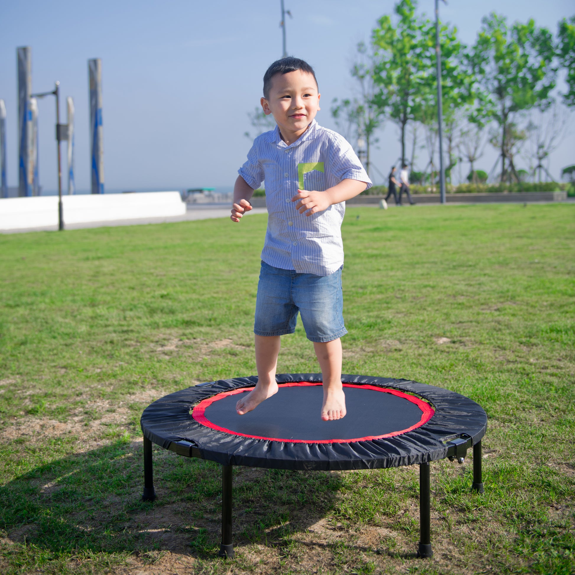 40 Inch Mini Exercise Trampoline For Adults Or Kids Indoor Fitness Rebounder Trampoline With Safety Pad Max Black Steel