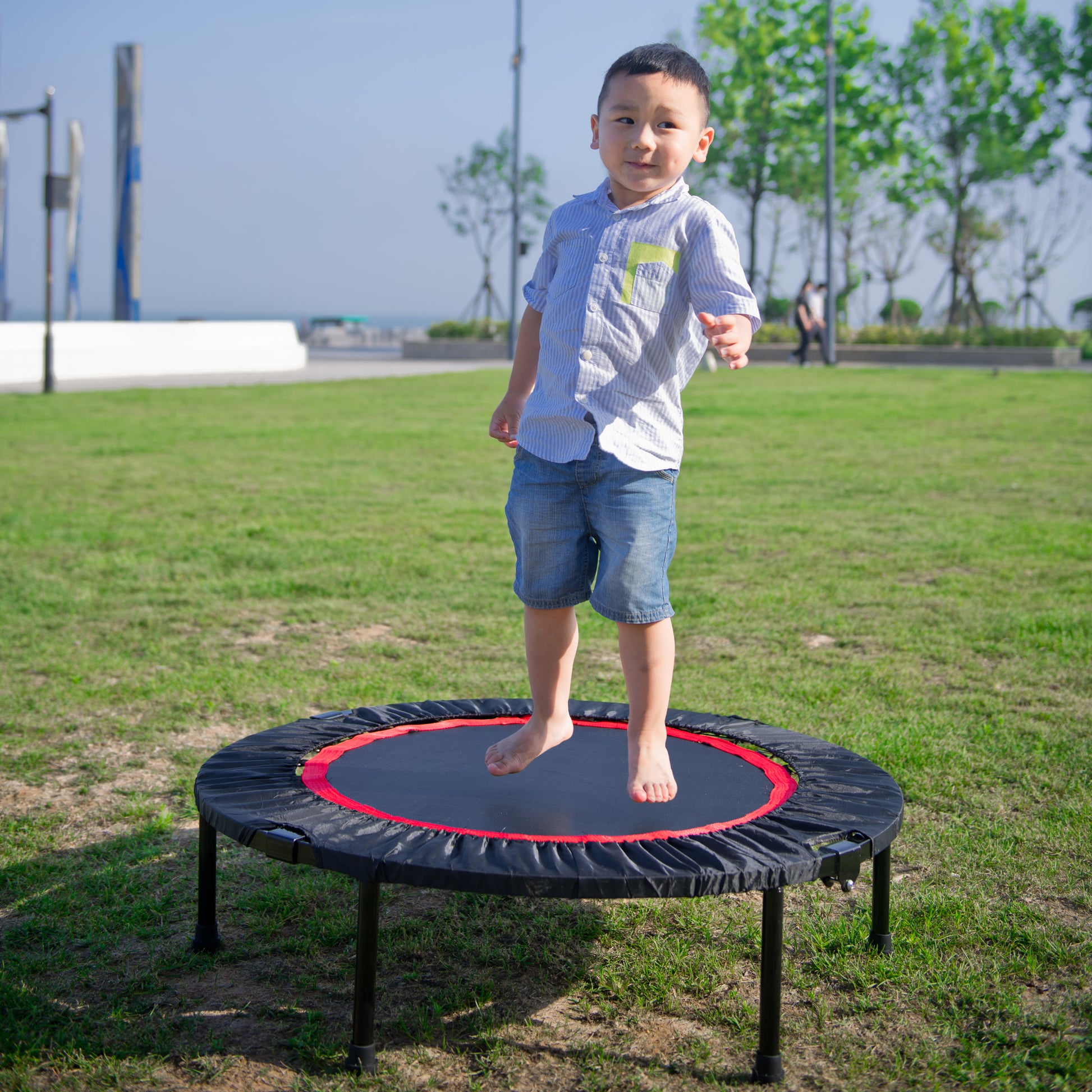 40 Inch Mini Exercise Trampoline For Adults Or Kids Indoor Fitness Rebounder Trampoline With Safety Pad Max Black Steel