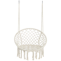Hammock Chair Macrame Swing Max 330 Lbs Hanging Cotton Rope Hammock Swing Chair For Indoor And Outdoor Beige Cotton