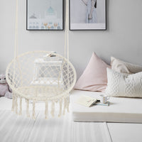 Hammock Chair Macrame Swing Max 330 Lbs Hanging Cotton Rope Hammock Swing Chair For Indoor And Outdoor Beige Cotton