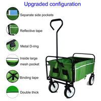 Folding Wagon Garden Shopping Beach Cart Green Grass Green Metal