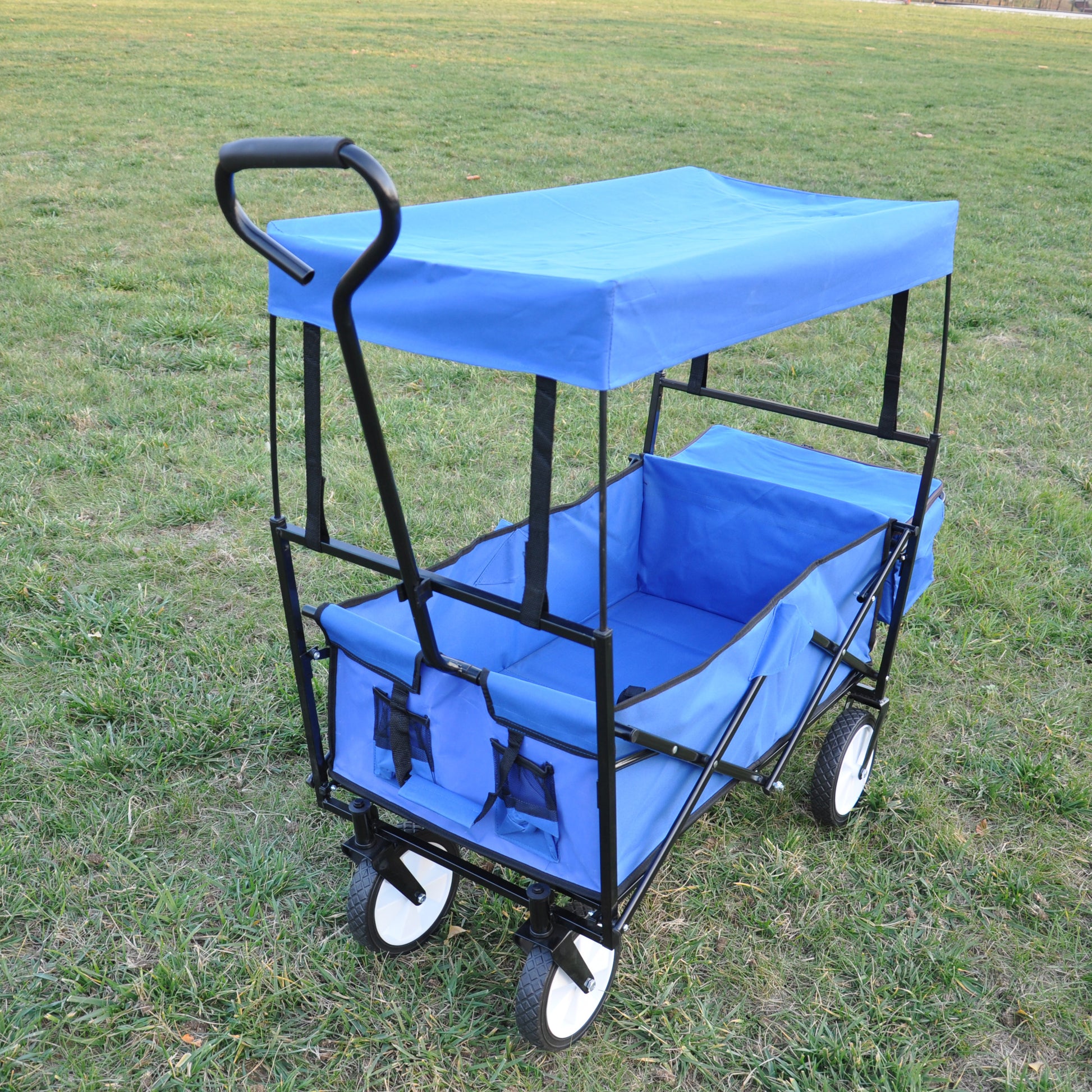 Garden Shopping Beach Cart Folding Wagon Blue Blue Metal