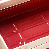 Outdoor Wagon All Terrain Pulling Wood Railing Air Tires Garden Cart Red White Red Garden & Outdoor Metal