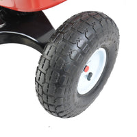 Outdoor Wagon All Terrain Pulling Wood Railing Air Tires Garden Cart Red White Red Garden & Outdoor Metal