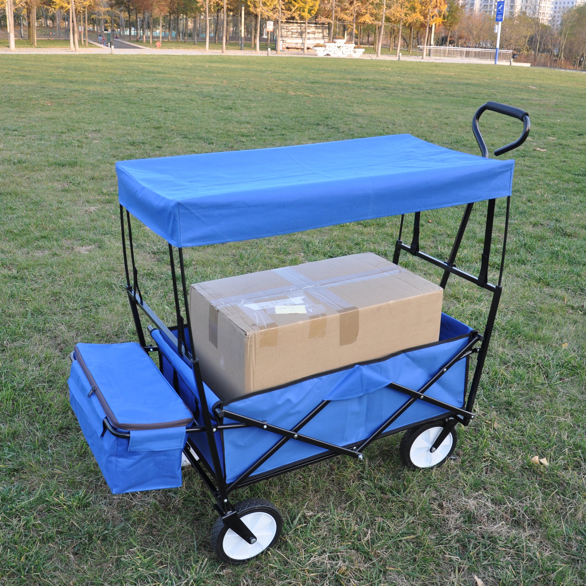 Garden Shopping Beach Cart Folding Wagon Blue Blue Metal