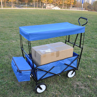 Garden Shopping Beach Cart Folding Wagon Blue Blue Metal