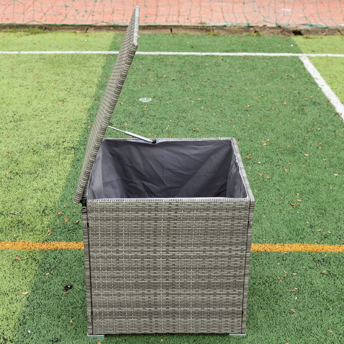 4 Piece Patio Sectional Wicker Rattan Outdoor Furniture Sofa Set With Storage Box Grey Yes Sectional Grey Rust Resistant Frame Mildew Resistant Cushion Garden & Outdoor Modern Complete Patio Sets Fiber Foam And Polyester Fiber Pad Rattan